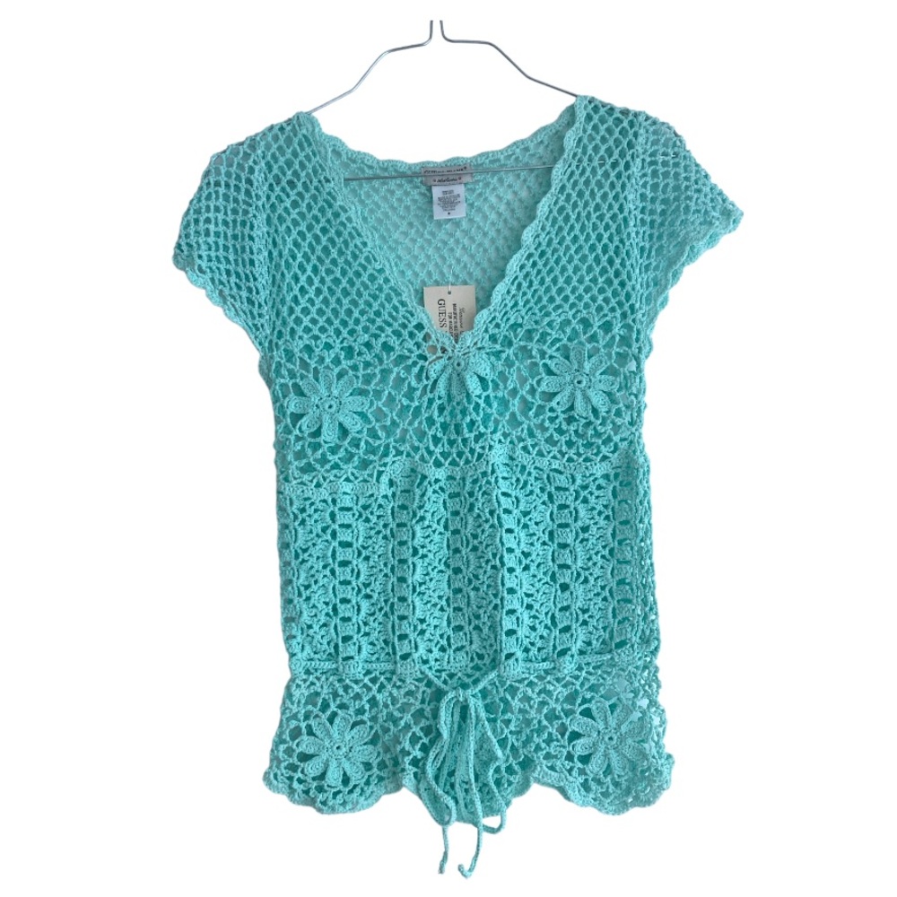 2for$38 Guess women Teal Knot Top size m